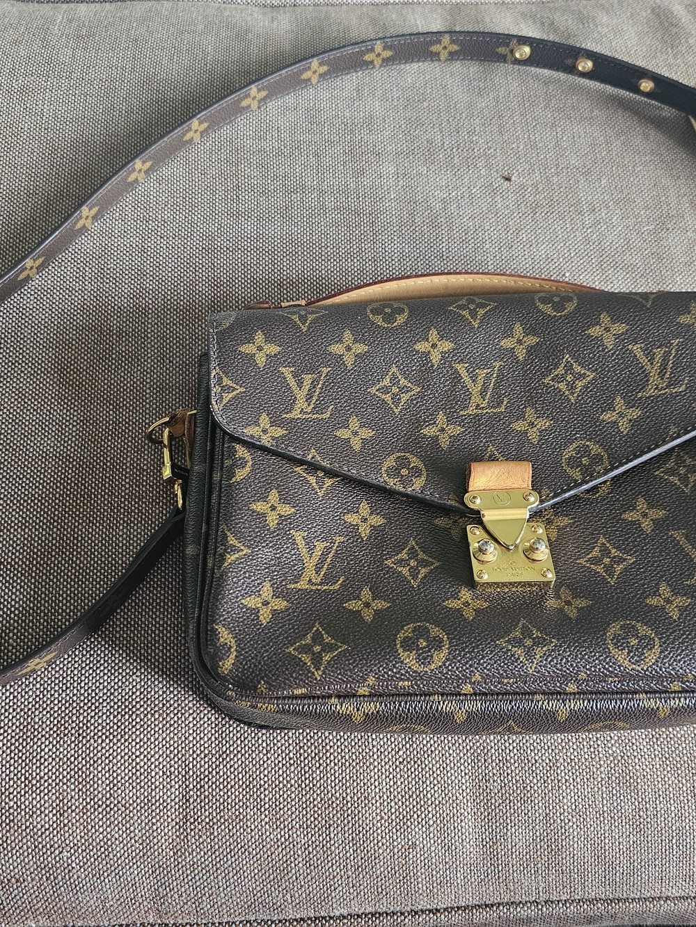 Louis Vuitton Monogram Canvas Crossbody Bag in Brown and Gold